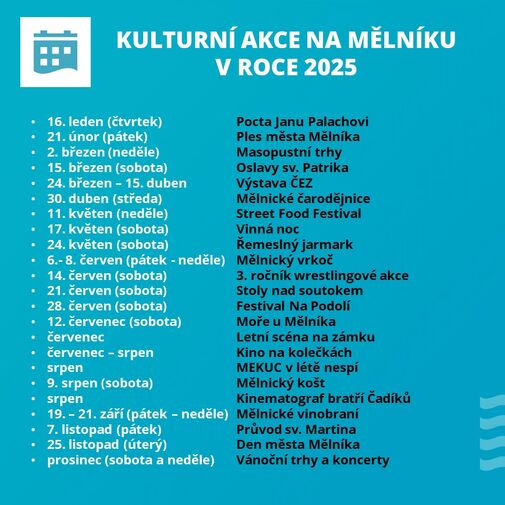 Rychlý přehled kulturních akcí na Mělníku v roce 2025!
