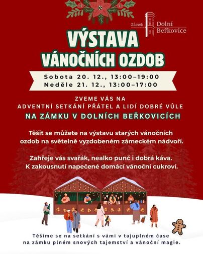 Kouzlo Vánoc na zámku Dolní Beřkovice: Výstava starých vánočních ozdob