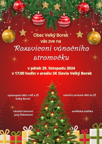 Rozsvícení vánočního stromečku v obci Velký Borek